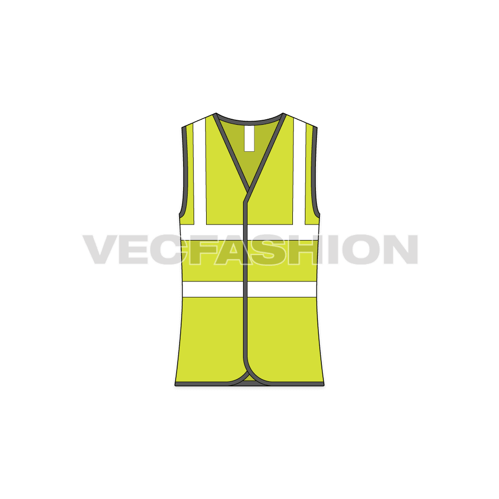 Hi-visibility safety vest flat sketch, front view
