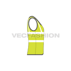 Hi-visibility safety vest flat sketch, side view
