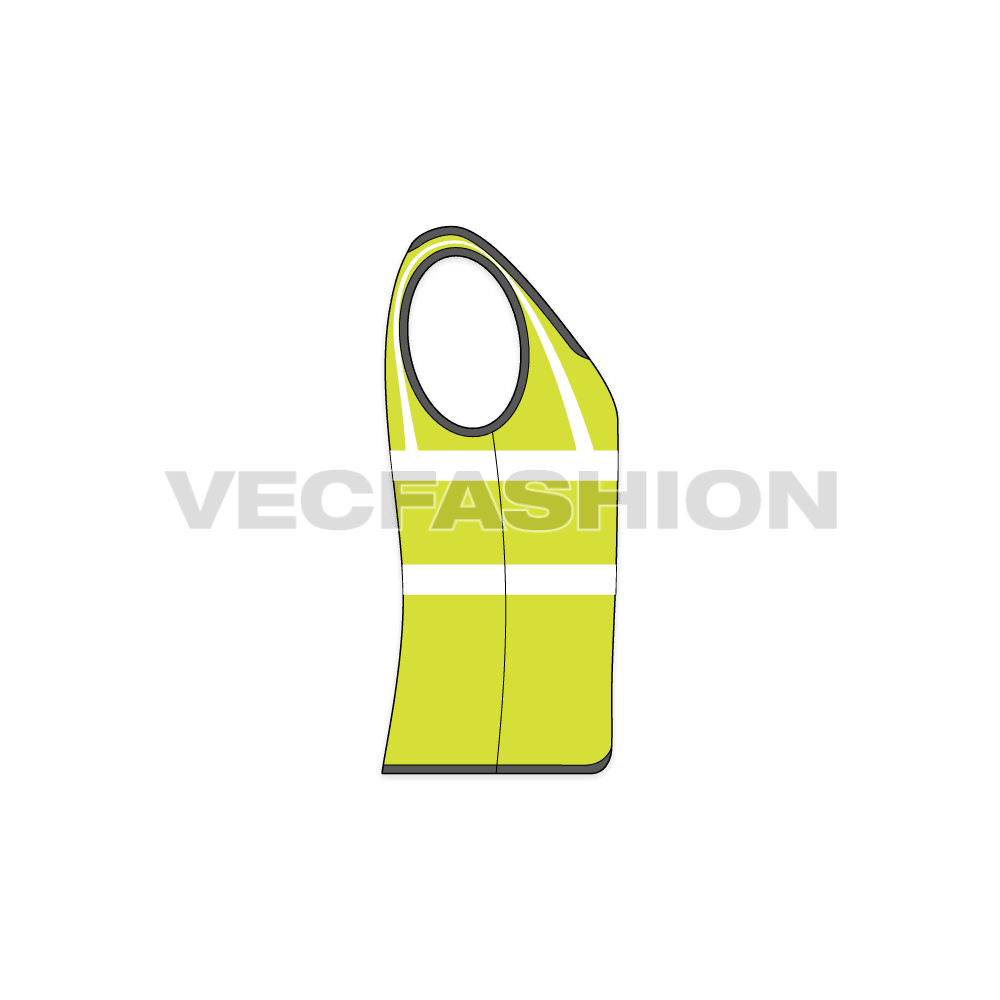 Hi-visibility safety vest flat sketch, side view