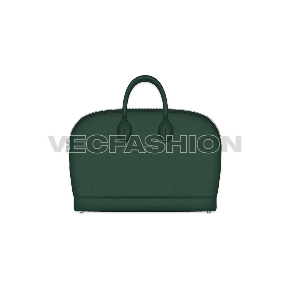 Iconic leather satchel bag flat sketch
