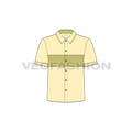 Kids boys button-down shirt flat sketch, front view