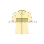 Kids boys button-down shirt flat sketch, front view