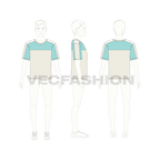 Kids boys color blocked t-shirt flat sketch, croqui sketch