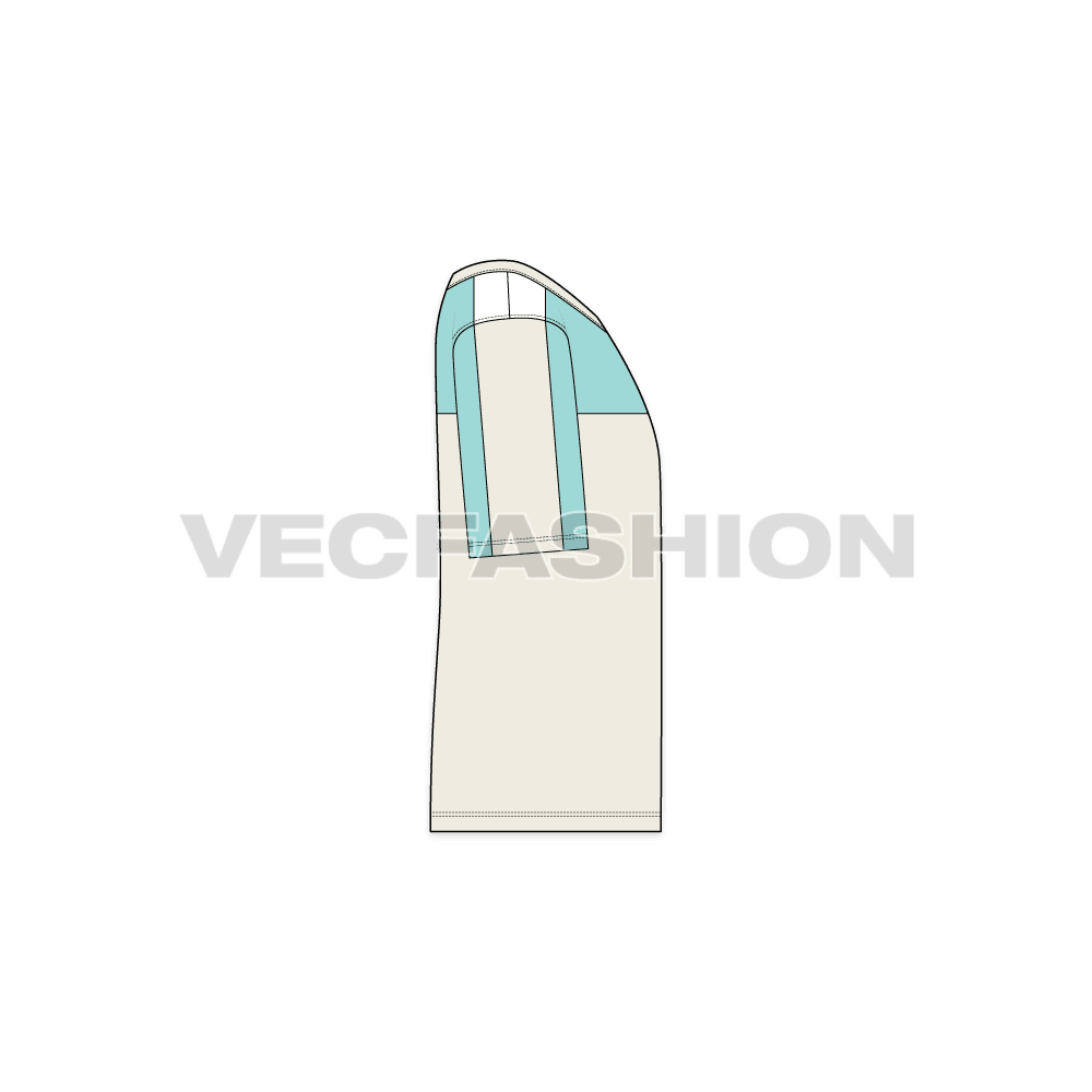 Kids boys color blocked t-shirt flat sketch, side view