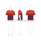 Kids boys crew neck tee flat sketch, back view