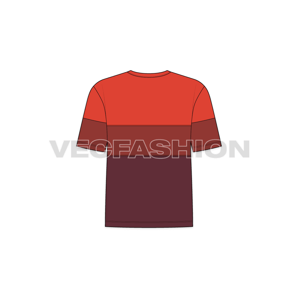 Kids boys crew neck tee flat sketch, side view