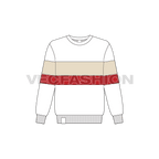 Kids boys crewneck sweater flat sketch, front view
