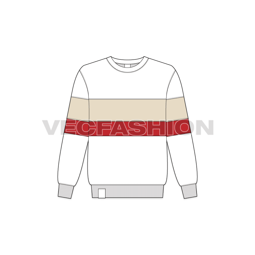 Kids boys crewneck sweater flat sketch, front view