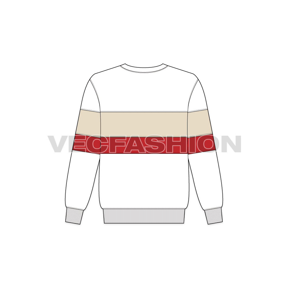 Kids boys crewneck sweater flat sketch, back view