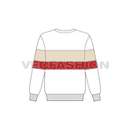 Kids boys crewneck sweater flat sketch, back view