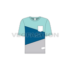 Kids boys cross panel tee flat sketch, front view