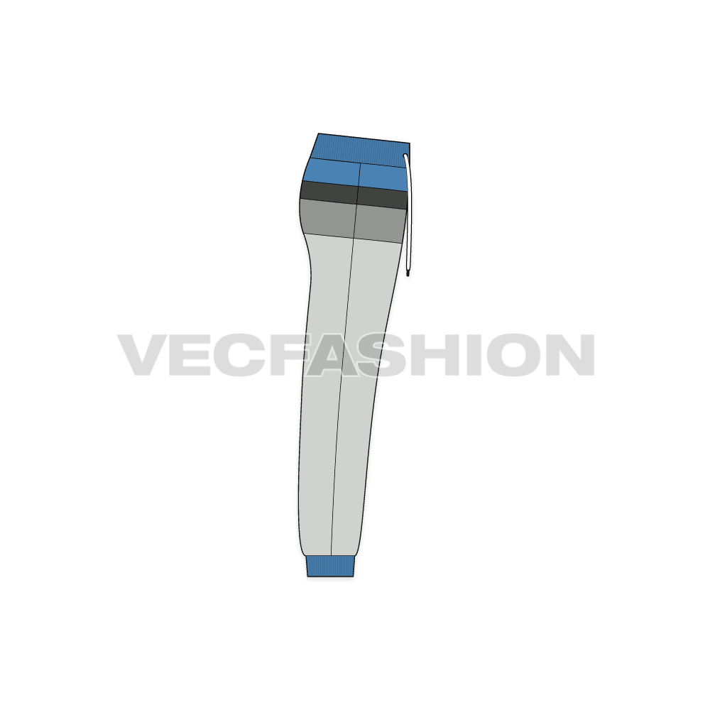 Kids boys joggers flat sketch, side view