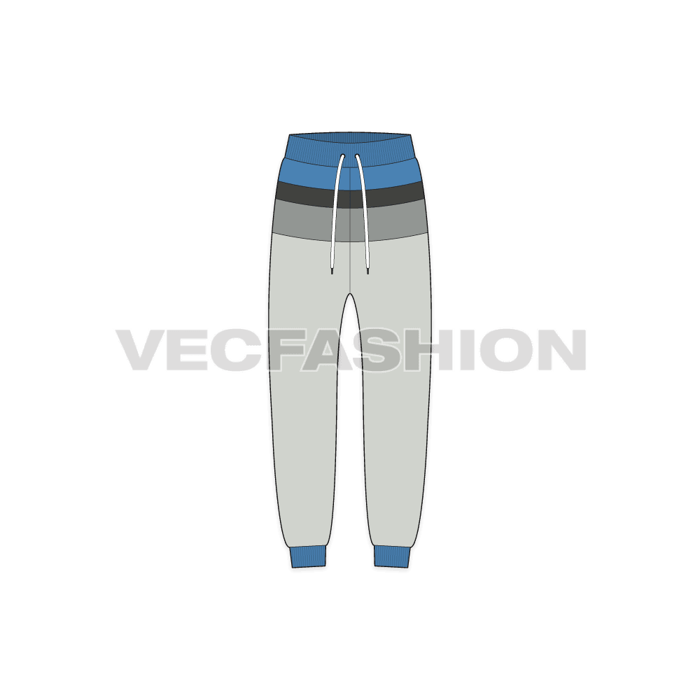 Kids boys joggers flat sketch, front view