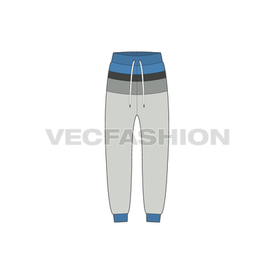 Kids boys joggers flat sketch, front view