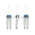 Kids boys joggers flat sketch, croqui sketch
