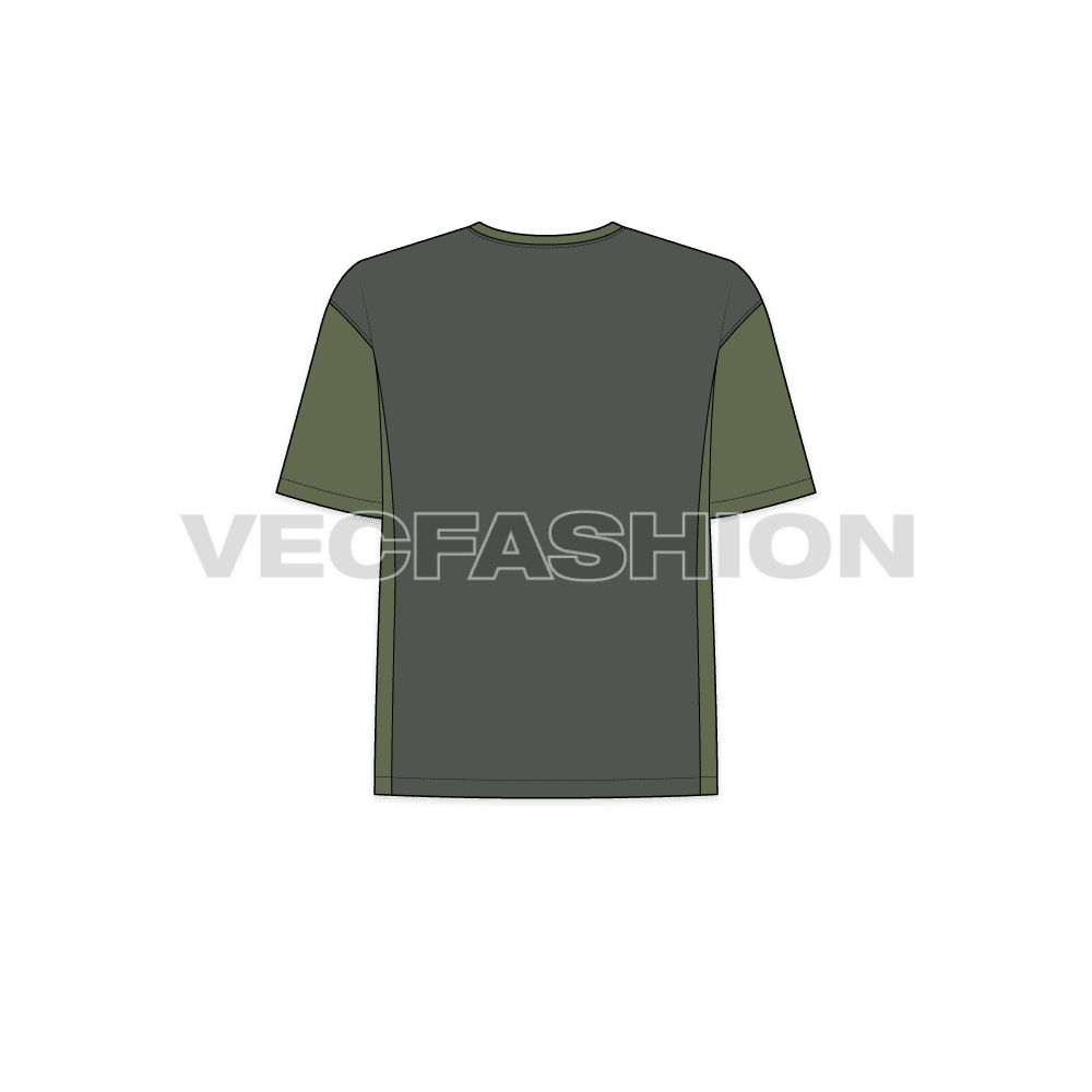 Kids boys lose fit tee flat sketch, back view