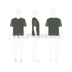 Kids boys lose fit tee flat sketch, croqui sketch