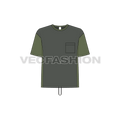 Kids boys lose fit tee flat sketch, front view