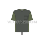 Kids boys lose fit tee flat sketch, front view