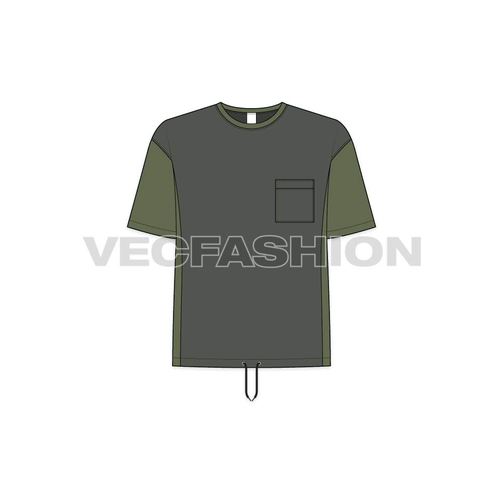 Kids boys lose fit tee flat sketch, front view