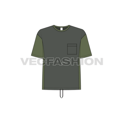 Kids boys lose fit tee flat sketch, front view