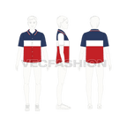 Kids boys marine shirt flat sketch, croqui sketch