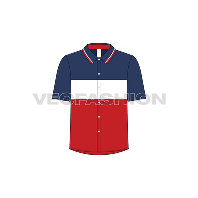 Kids boys marine shirt flat sketch, front view