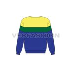 Kids boys panelled sweatshirt flat sketch, back view