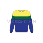 Kids boys panelled sweatshirt flat sketch, front view