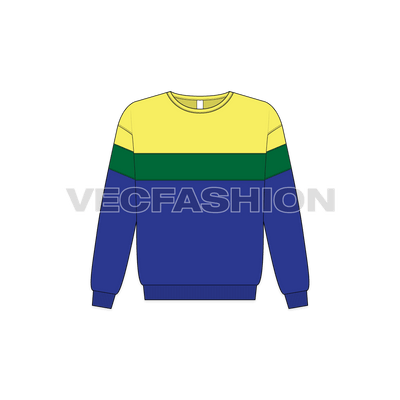 Kids boys panelled sweatshirt flat sketch, front view
