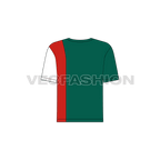 Kids boys panelled tee flat sketch, back view
