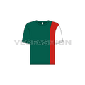Kids boys panelled tee flat sketch, front view