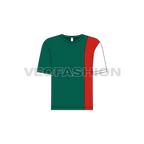 Kids boys panelled tee flat sketch, front view