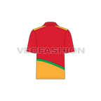 Kids boys polo shirt flat sketch, back view