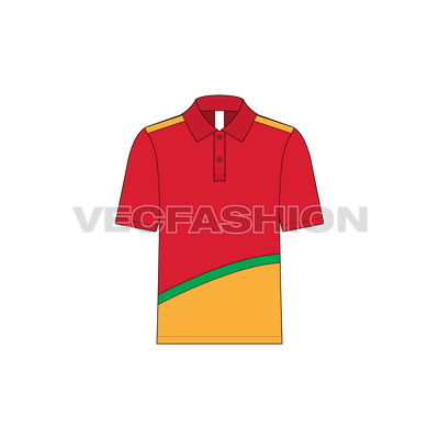 Kids boys polo shirt flat sketch, front view