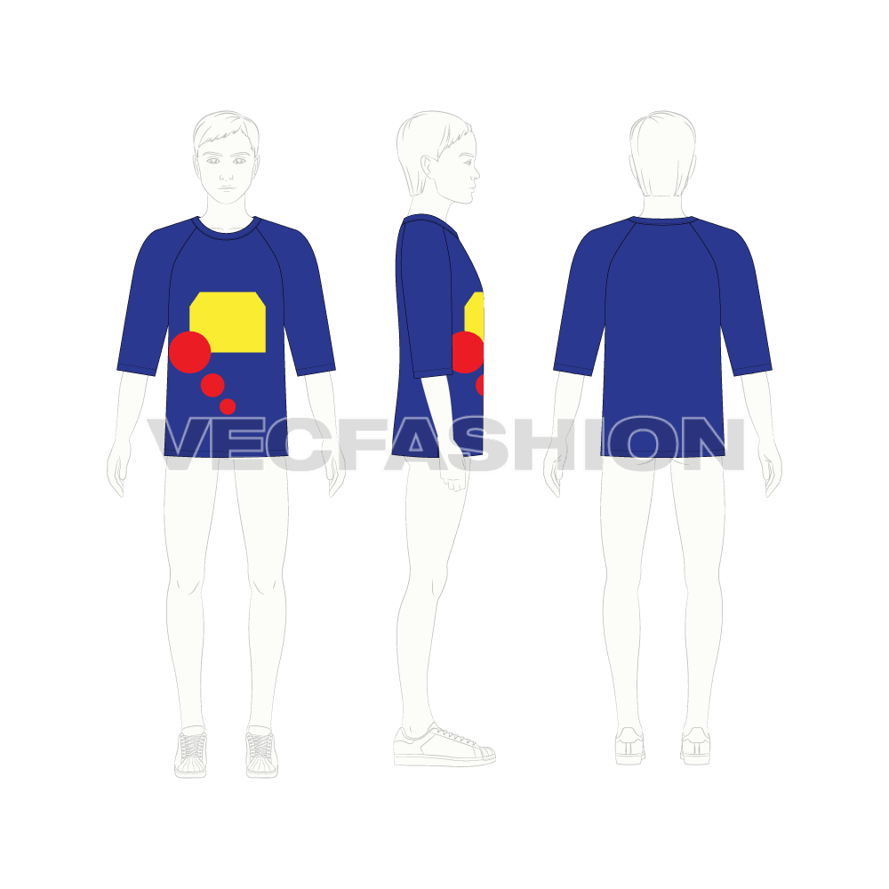 Kids boys sweater flat sketch, croqui sketch