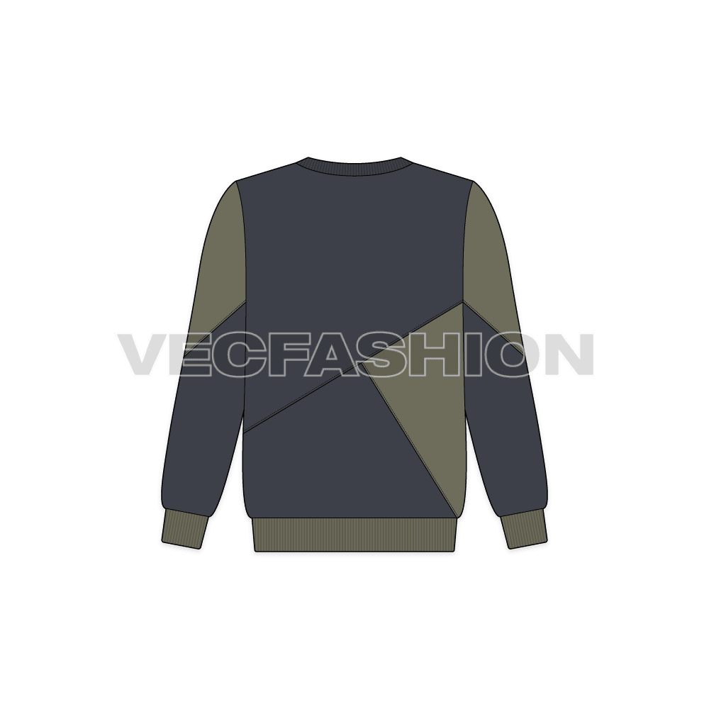 Kids boys sweatshirt flat sketch, back view