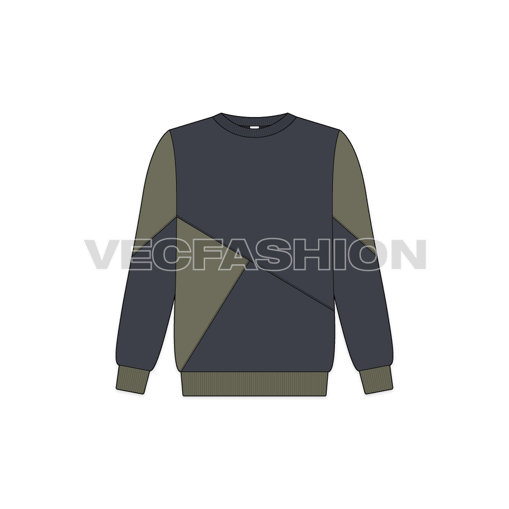 Kids boys sweatshirt flat sketch, front view