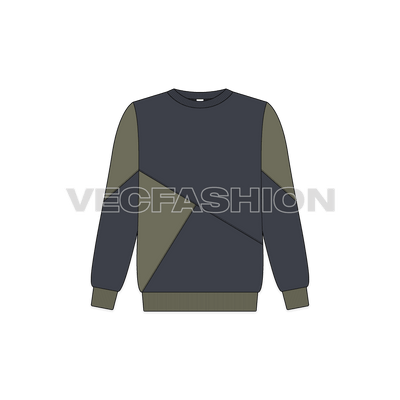 Kids boys sweatshirt flat sketch, front view