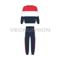 Kids boys sweatsuit flat sketch, front view