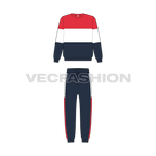 Kids boys sweatsuit flat sketch, front view