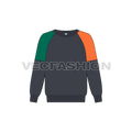 Kids drop-shoulder sweatshirt flat sketch, front view