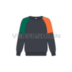 Kids drop-shoulder sweatshirt flat sketch, front view