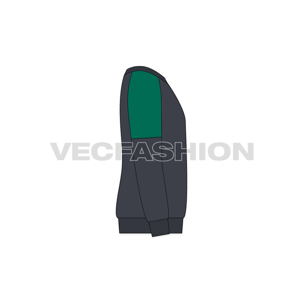 Kids drop-shoulder sweatshirt flat sketch, side view