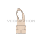 Kids girl dress flat sketch, side view