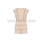 Kids girl dress flat sketch, back view