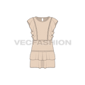 Kids girl dress flat sketch, front view