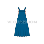 Kids girl dungaree frock flat sketch, back view