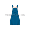 Kids girl dungaree frock flat sketch, front view