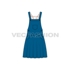 Kids girl dungaree frock flat sketch, front view